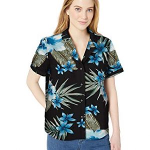 28 Palms Mens Relaxed-Fit 100% Cotton Tropical Hawaiian Shirt Large Dark Aqua Scenic
